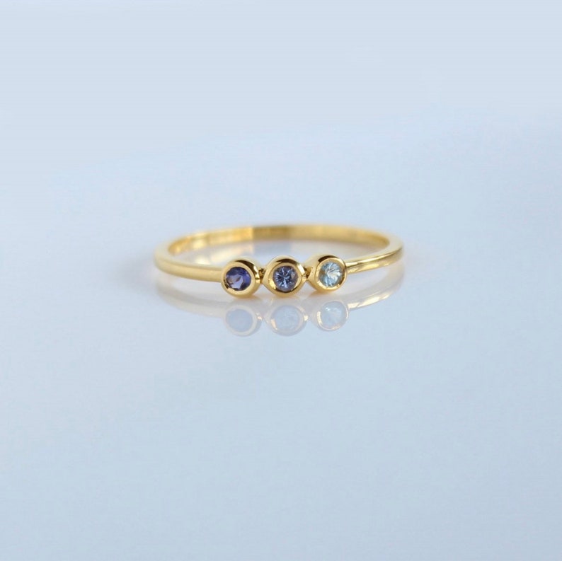 Ombré Aquamarine, Iolite & Tanzanite Ring: Gold Vermeil or Sterling ...