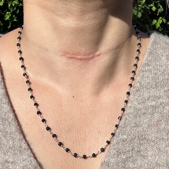 Lovely様 ブラックスピネル AAA ボタンカットビーズ ネックレス