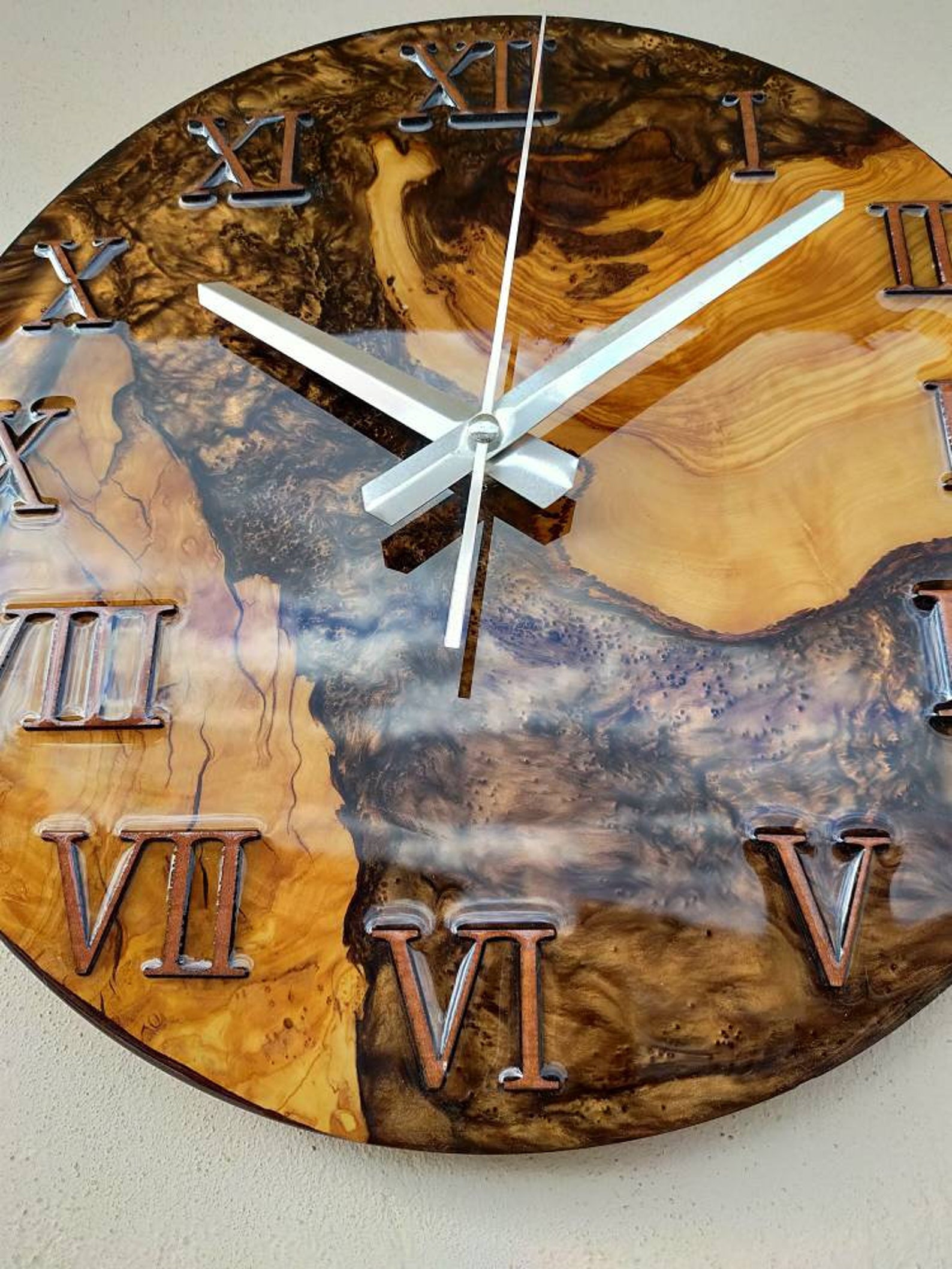 Epoxy Wall Clock Resin Wall Clock Wooden Wall Clock Large Etsy