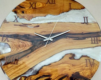 Unique Handmade Wooden and Epoxy Resin Wall Clocks