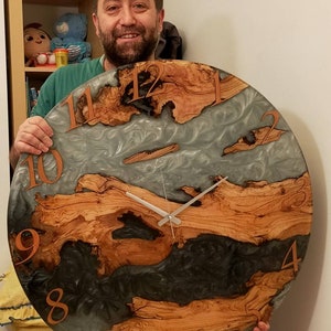 Unique Handmade Wooden and Epoxy Resin Wall Clocks
