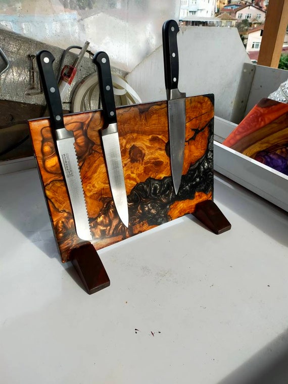 Magnetic Knife Rack Magnetic Knife Block wood and Resin Magnetic