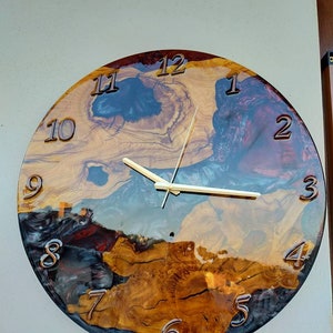 Unique Handmade Wooden and Epoxy Resin Wall Clocks