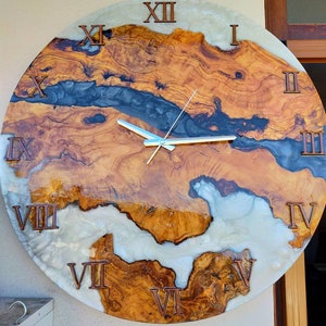 Unique Handmade Wooden and Epoxy Resin Wall Clocks