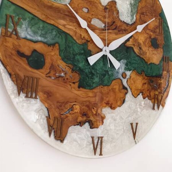 Unique Handmade Wooden and Epoxy Resin Wall Clocks