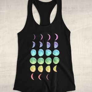 Cute Summer Tank Top Boho Moon Phases Tank Top Top for Women Moon Phase Graphic Tank