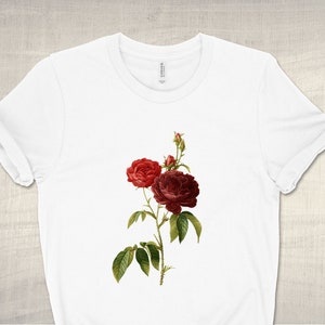 Red Roses Flower Shirt, wildflower tshirt women, vintage botanical tee, floral garden shirt, boho plant graphic shirt, aesthetic clothing