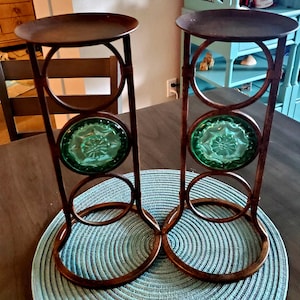 Vintage Party Lite La Rosetta Bronze Heavy Metal Candle Holder Set