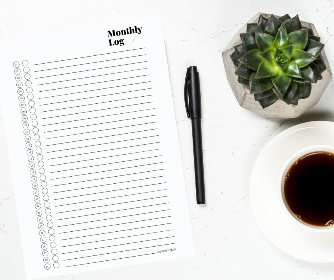 Monthly Log Notepads 10 Notepads Perpetual Calendar Task Etsy