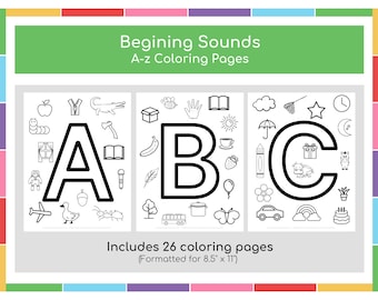 Beginning Sound Sheet, ABC Workbook, ABC Coloring Pages, ABC Coloring Book, Alphabet Worksheets, Alphabet Coloring Pages, Alphabet Printable