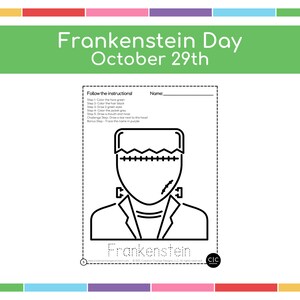 Frankenstein Day - Kleurplaten voor kinderen - Halloween-werkbladen - Halloween-printables