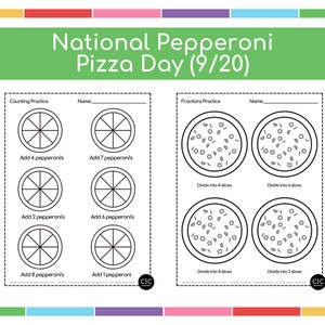 National Pizza Day Worksheet - Pizza Printable - Fraction Worksheets - Worksheets for Kids Printable - Worksheets for Preshool