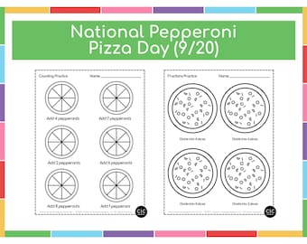 National Pizza Day Worksheet - Pizza Printable - Fraction Worksheets - Worksheets for Kids Printable - Worksheets for Preshool