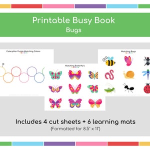 Bug Printable, Insect Printables, Quiet Book Pages,Printable Busy Binder Toddler,Busy Books for Toddlers,Printable Busy Book Preschool,