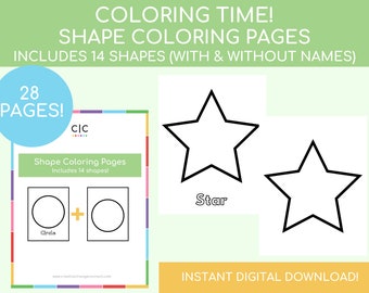 Learning Shapes, Coloring Pages for Kids, Kids Coloring Book, Number Activity,  Coloring Pages Printable