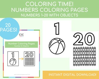 Number Coloring Page, Number Coloring Book, Coloring Pages for Kids, Kids Coloring Book, Number Activity,  Coloring Pages Printable