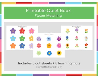 Flower Matching Busy Book Download,Quiet Book Pages,Printable Busy Binder Toddler,Busy Books for Toddlers,Printable Busy Book Preschool