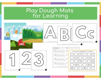 Learning Play Dough Mat, Play Dough Activity Mat,  Play-doh Mats, Play-doh Letter Mats, Printable Play Dough Mats,Toddler Preschool Activity