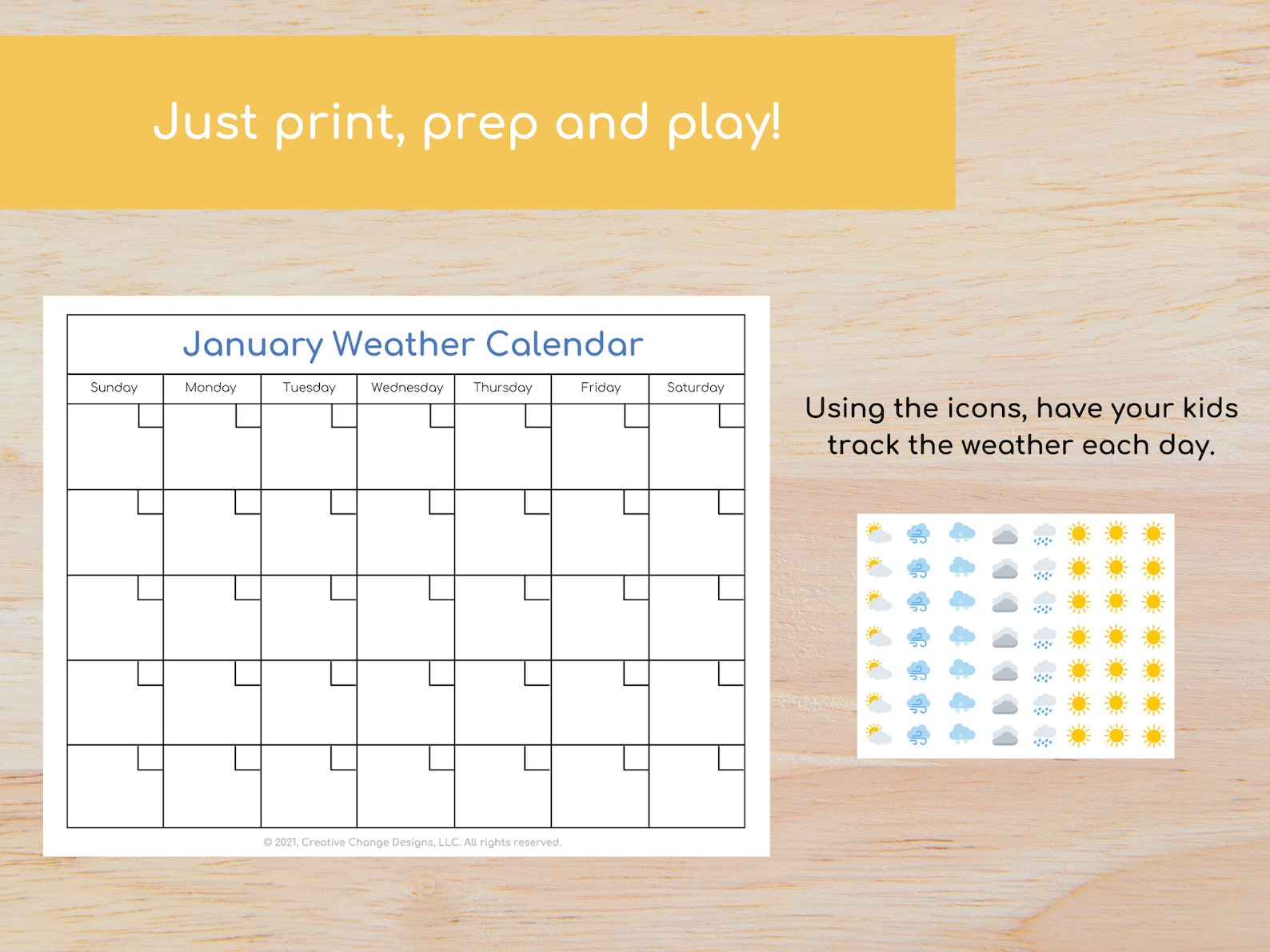 Printable Weather Calendar for Kids, Homeschool Printables, Preschool ...