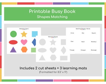 Shapes Busy Book Printable,Quiet Book Pages,Printable Busy Binder,Busy Books for Toddlers,Printable Busy Book Preschool,Matching Shapes