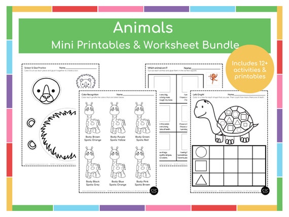 animal workbook animal worksheets zoo printables etsy