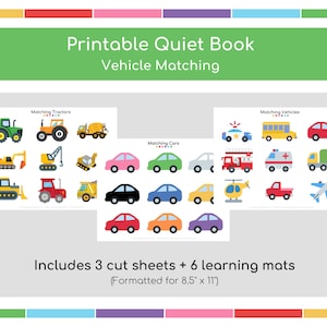 Vehicle Busy Book Download,Quiet Book Pages,Printable Busy Binder Toddler,Busy Books for Toddlers,Printable Busy Book Preschool