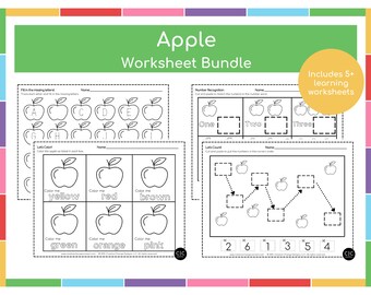 Apple Worksheet - Fall Worksheets - Learning worksheets - Printable Activities for Kids