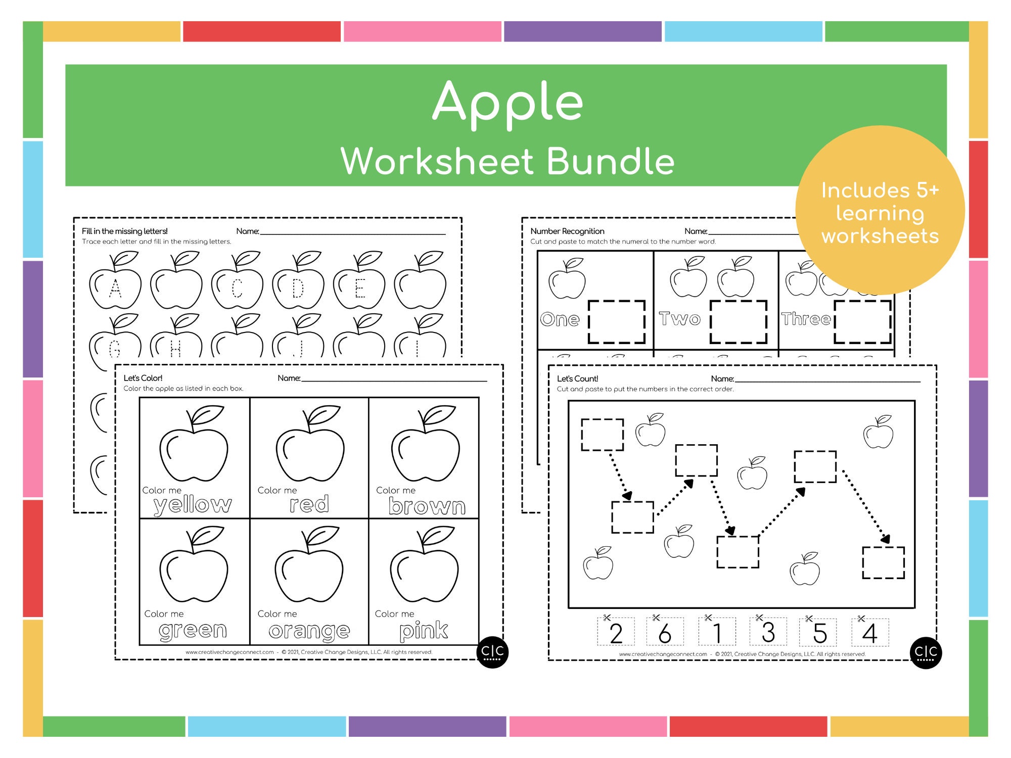 Apple Worksheet - Fall Worksheets - Learning Worksheets - Printable ...