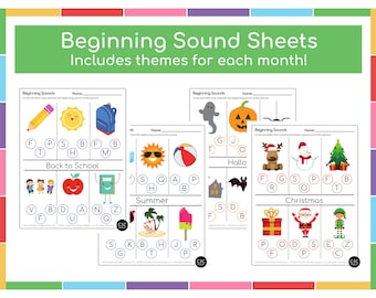 Themed Beginning Sound Sheets, ABC Workbook, Alphabet Worksheets, Alphabet Printable