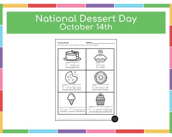 National Dessert Day Tracing Sheet for Kids