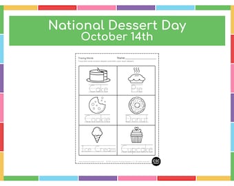 National Dessert Day Tracing Sheet for Kids