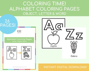 Alphabet Coloring Book, Alphabet Coloring Page Printable, Coloring Books for Kids, Kids Coloring Pages, Kids Coloring Book, Learning Letters