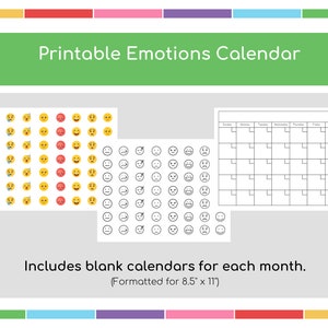 Kids Emotion Chart, Emotions Calendar for Kids, Emotions Tracker, Emotions Cards for Kids, Kids Emotions, Preschool Emotions