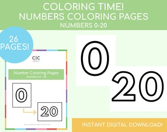 Number Coloring Page, Number Coloring Book, Coloring Pages for Kids, Kids Coloring Book, Number Activity,  Coloring Pages Printable