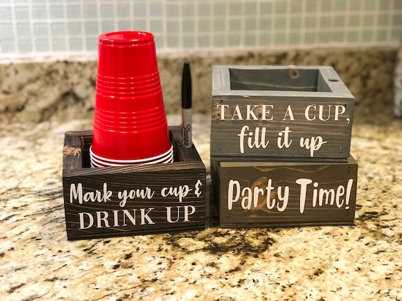 Solo Cup Holder With Marker Drunk Af Mark Your Cup And Drink Etsy