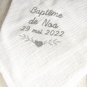 Baby child baptism stole shawl double embroidered gauze personalized first name heart baptism personalized embroidery image 4
