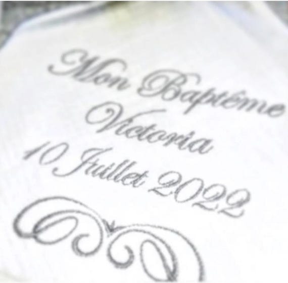 Fazzoletto Da Battesimo Ricamato Personalizzabile - Con Colomba, Lino E Cotone - Foto 12