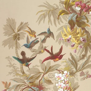 Six Decorative Birds Surrounded by Branches with Leaves and Flowers - Digital File