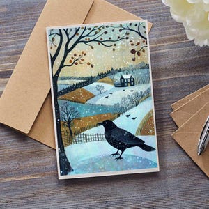 Carte de voeux | carte d'anniversaire | Carte vierge | Gardien d'oiseau noir