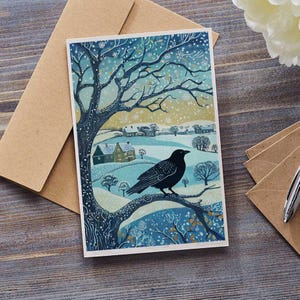 Carte de voeux | carte d'anniversaire | Carte vierge | Oiseau noir sur une branche