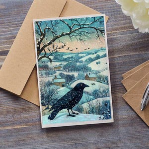 Carte de voeux | carte d'anniversaire | Carte vierge | Averse de neige Black Bird