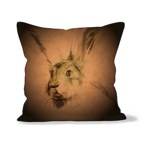 Soft Filled Cushion | Linen, Faux Suede, Canvas | Listening Hare