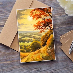 carte de voeux | carte fête des pères | carte d'anniversaire | Carte vierge | Coucher de Soleil d'Automne
