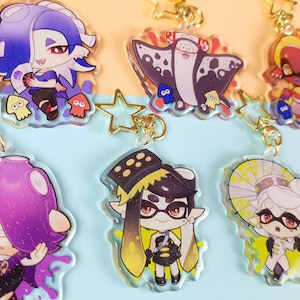 Splatoon 3 Shiver , Frye , Big Man , Marie , Callie , Pearl , Marina Keychain Charm