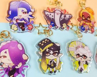 Splatoon 3 Shiver , Frye , Big Man , Marie , Callie , Pearl , Marina Keychain Charm