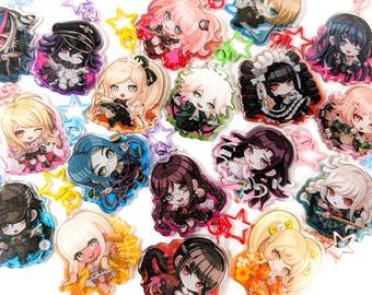 Danganronpa 1 + 2 + V3 Gradient Keychain Charms, front side epoxy