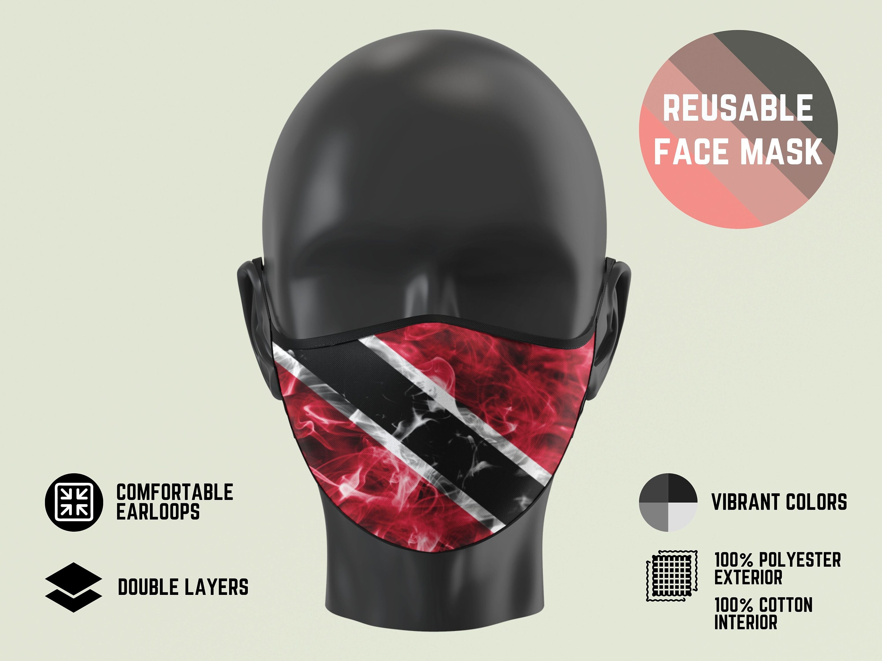 Trinidad and Tobago Fabric Face Mask Trinidad Face Mask Etsy