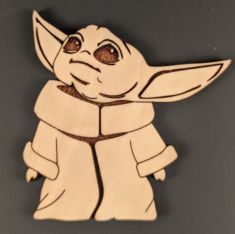 Custom Laser Cut and Engraved Baby Yoda from the Etsy