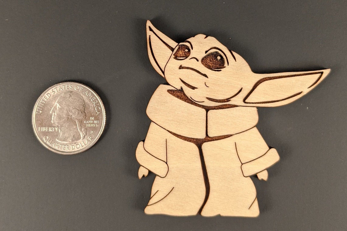 Custom Laser Cut and Engraved Baby Yoda from the Etsy