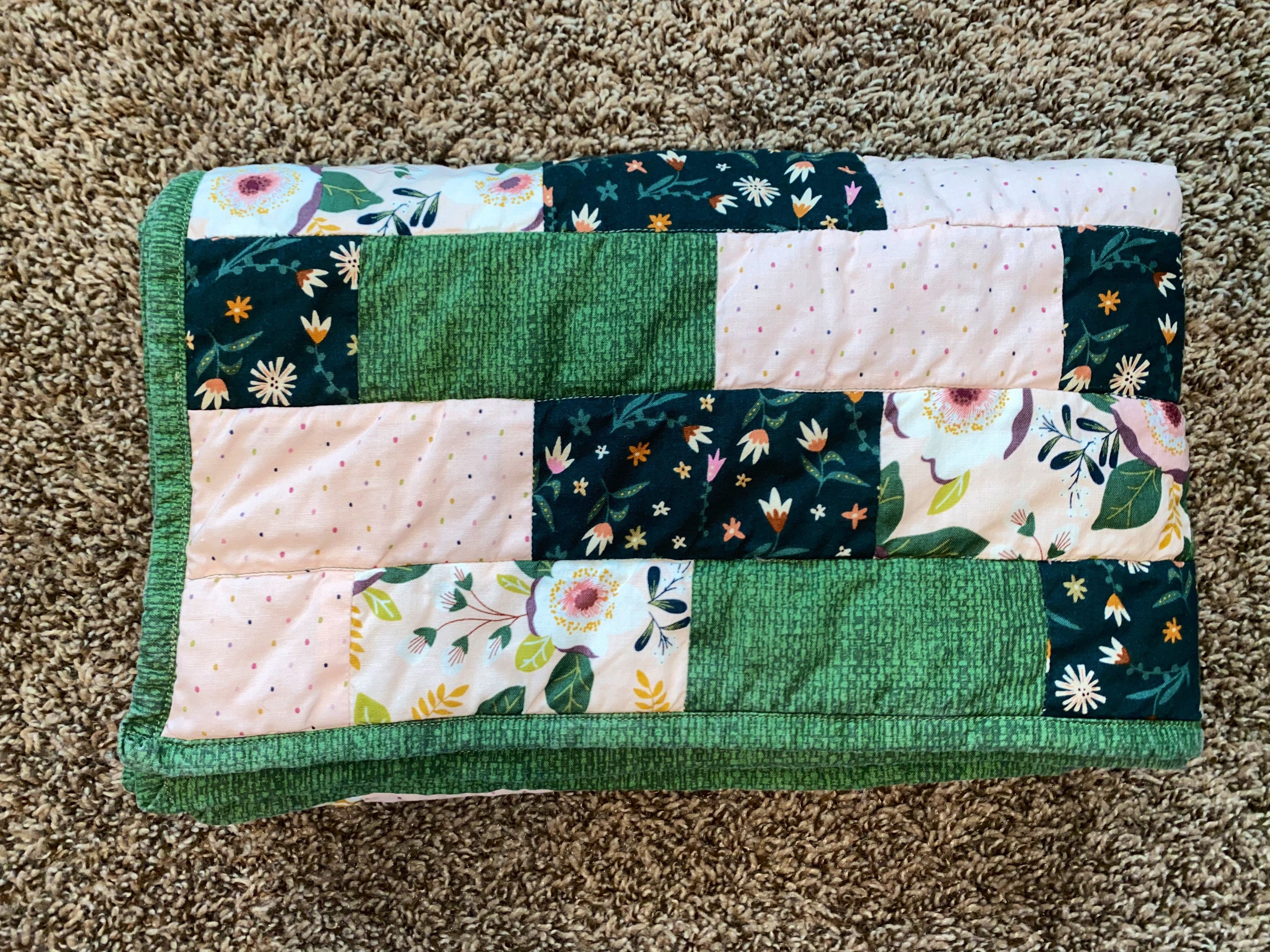 Floral Baby Quilt Pink and Green Baby Blanket Etsy